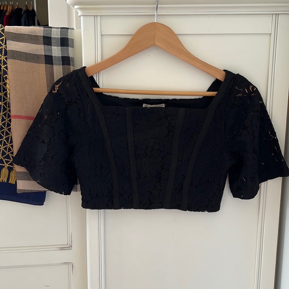Women's Zara Black Crop Top Blouse